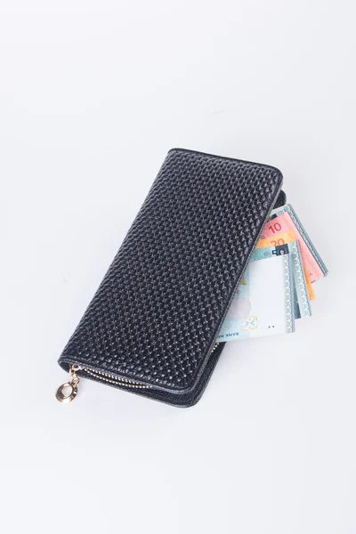 Wallet. woman wallet with money on a background — Stock Photo, Image