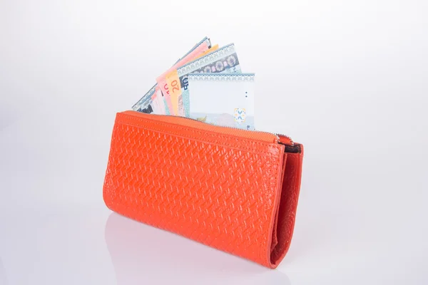 Wallet. woman wallet with money on a background — Stock Photo, Image