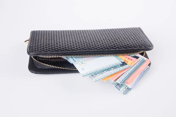 Wallet. woman wallet with money on a background — Stock Photo, Image