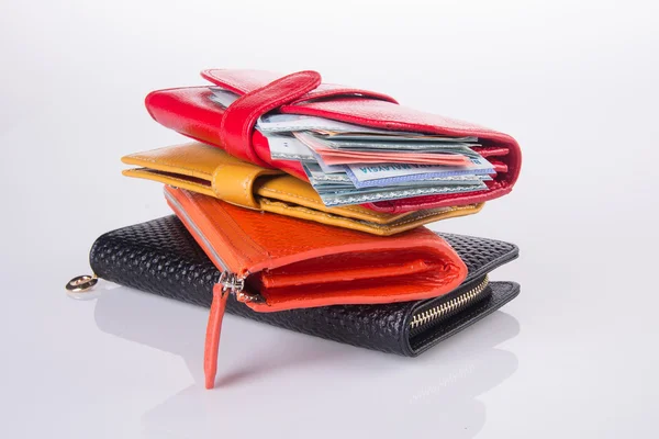 Wallet. woman wallet with money on a background — Stock Photo, Image