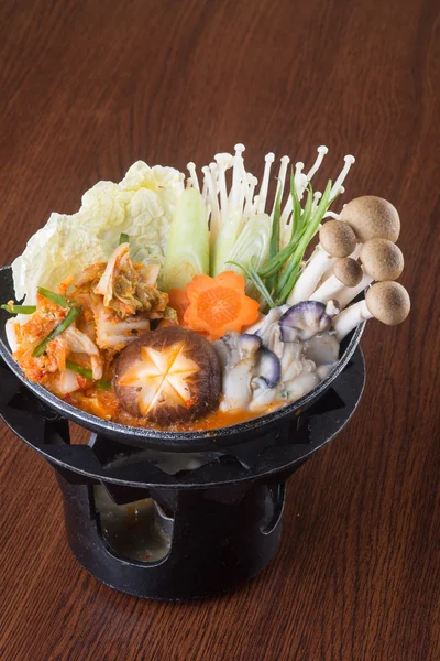 Japanese cuisine. hot pot on the background — Stock Photo, Image