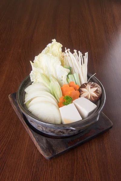 Japanese cuisine. hot pot on the background — Stock Photo, Image