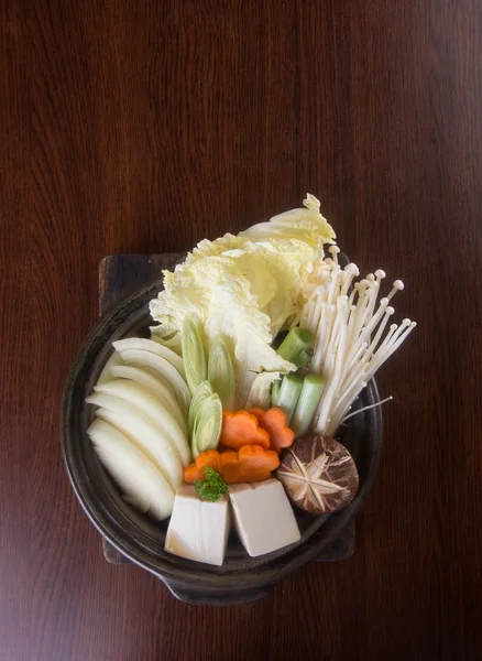 Japanese cuisine. hot pot on the background — Stock Photo, Image