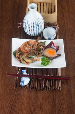 Japon mutfağı. arka plan üzerinde Yengeç