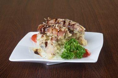 Japon mutfağı. Unagi veya arka planda yılan balığı