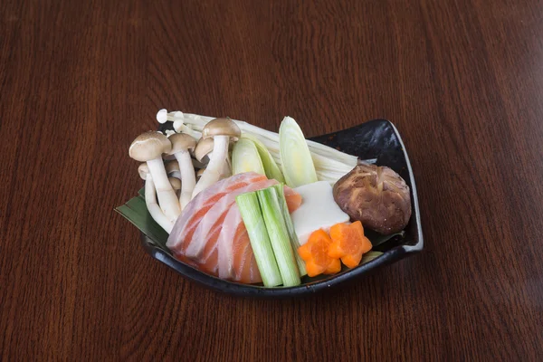 Japanese cuisine. hot pot on the background — Stock Photo, Image