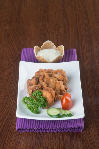 Japanese cuisine. fried chicken on the background — Stock Photo, Image