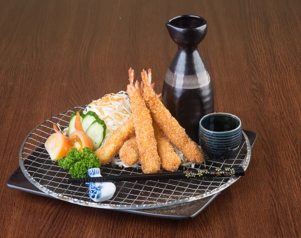 Japanese cuisine. tempura prawn on the background — Stock Photo, Image