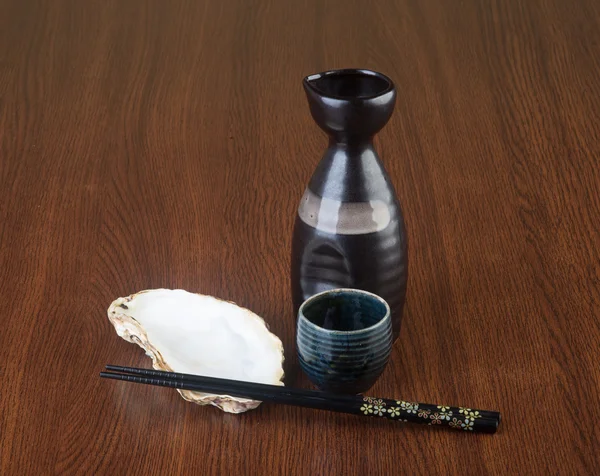 Japanese cuisine. sake on the background — Stock Photo, Image