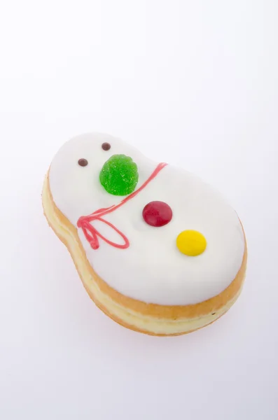 Donut, snowman Pastry on background — Stock Photo, Image