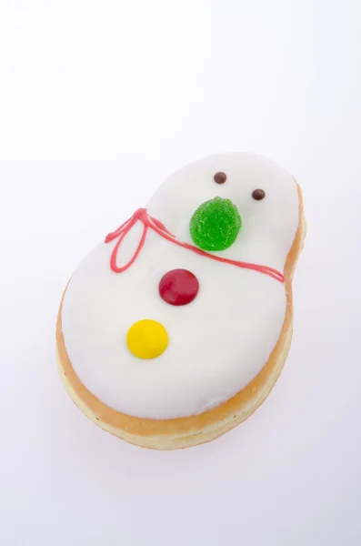 Donut, snowman Pastry on background — Stock Photo, Image