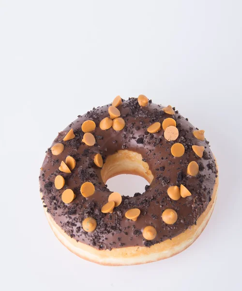 Donuts au chocolat sur fond blanc — Photo