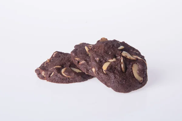 Almonds chocolate chips cookies on background — Stock Photo, Image