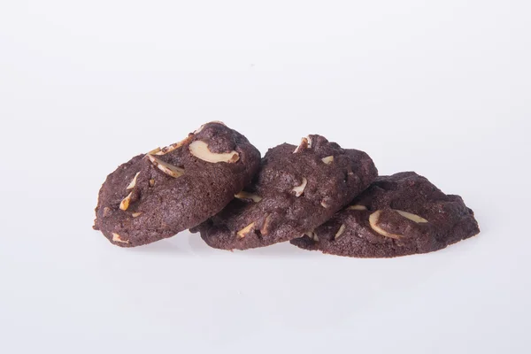 Almonds chocolate chips cookies on background — Stock Photo, Image