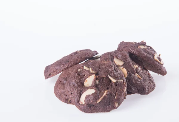 Almonds chocolate chips cookies on background — Stock Photo, Image