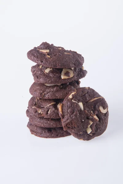 Mandeln Schokolade Chips Kekse auf Hintergrund — Stockfoto