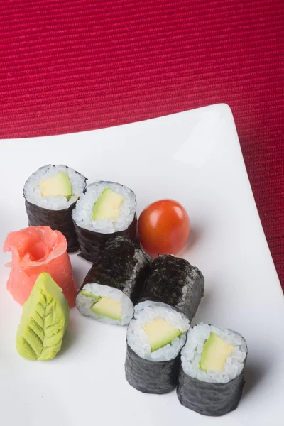 Japansk mat. sushi på bakgrunden — Stockfoto