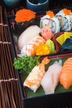 Japon mutfağı. suşi arka plan ayarla