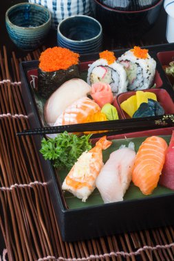 Japon mutfağı. suşi arka plan ayarla