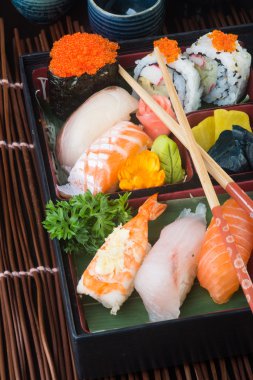 Japon mutfağı. suşi arka plan ayarla