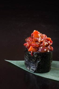 Japon mutfağı. arka planda suşi ahtapot