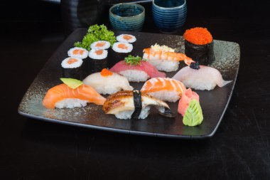 Japon mutfağı. suşi arka plan ayarla