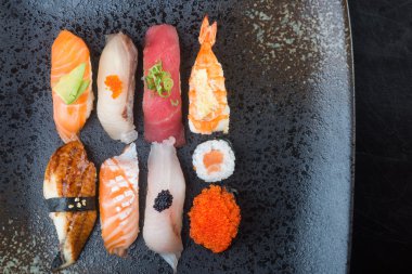 Japon mutfağı. suşi arka plan ayarla