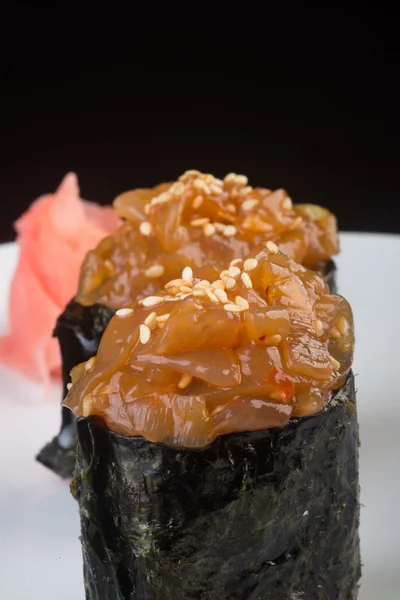 Cocina japonesa. sushi en el fondo — Foto de Stock