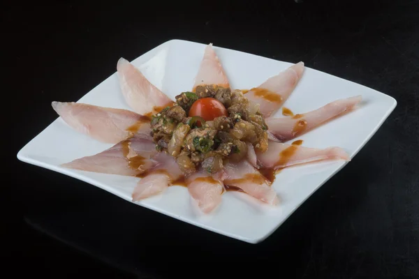 Cocina japonesa. sashimi en el fondo — Foto de Stock