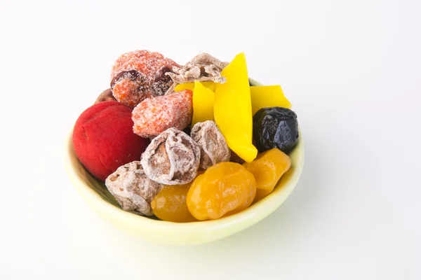 Консервовані фрукти та сухофрукти. Їжа Закуска на фоні — стокове фото