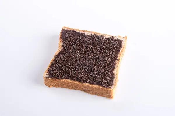 Bröd. brödskiva med choklad grädde — Stockfoto