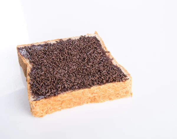 Bröd. brödskiva med choklad grädde — Stockfoto