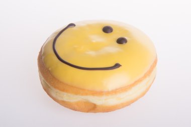 çörek. mutlu yüz donut zemin üzerine