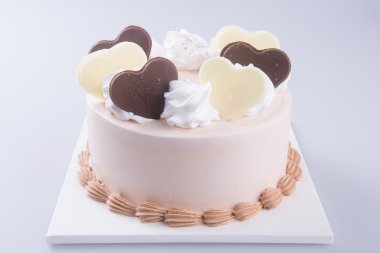 kek. Çikolatalı dondurma pasta arka plan üzerinde