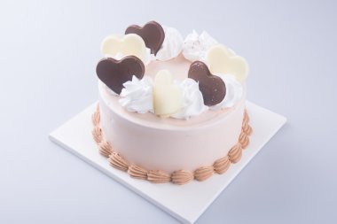 kek. Çikolatalı dondurma pasta arka plan üzerinde