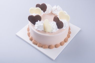 kek. Çikolatalı dondurma pasta arka plan üzerinde