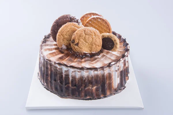 Kuchen. Schokolade Eis Kuchen auf Hintergrund — Stockfoto