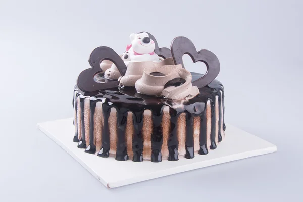 Κέικ. τούρτα παγωτό σοκολάτα σε φόντο — Φωτογραφία Αρχείου