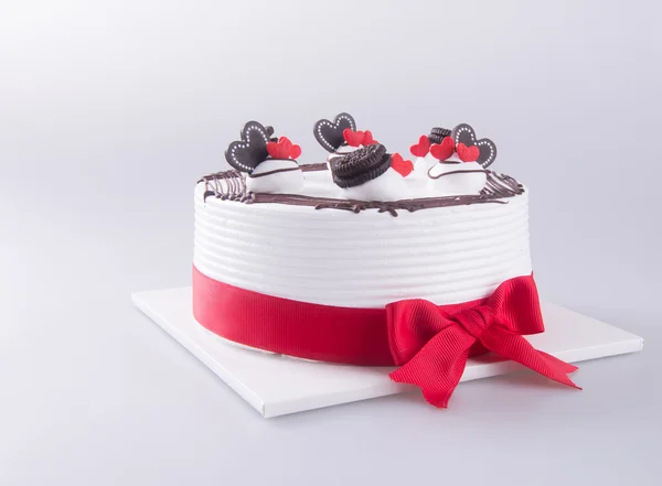 Pastel, cumpleaños pastel de helado en el fondo — Foto de Stock