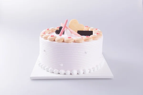 Pastel, cumpleaños pastel de helado en el fondo — Foto de Stock