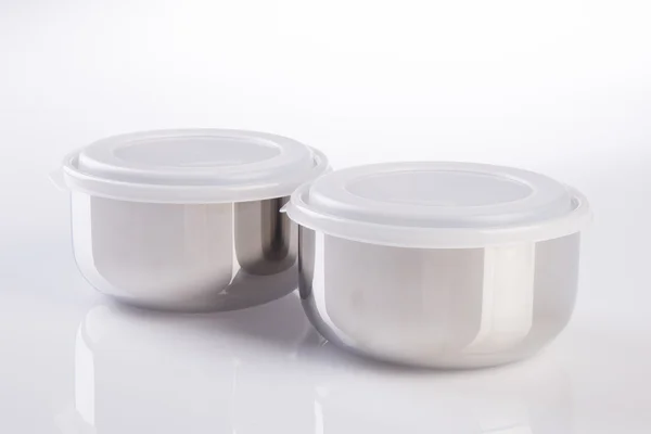 Food containers on the white background. — Stock Photo, Image