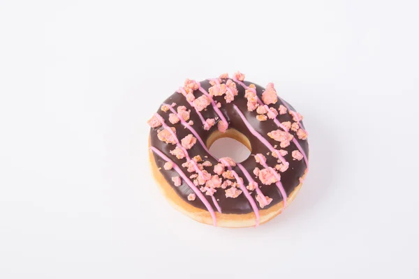 白色背景的巧克力甜甜圈 — 图库照片