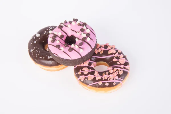 Chocolate donuts on a white background — Stock Photo, Image