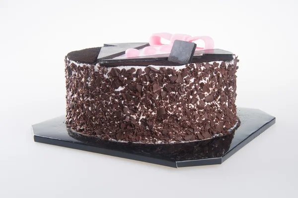 Taart. chocolade cake op achtergrond — Stockfoto