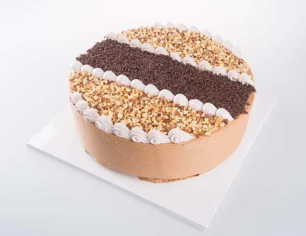 Taart. chocolade cake op achtergrond — Stockfoto
