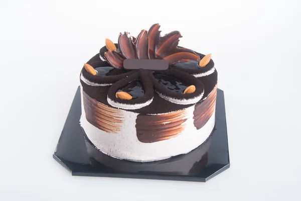 Taart. chocolade cake op achtergrond — Stockfoto