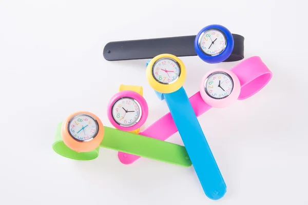 Watches. colorful set of plastic watches isolated on white — Stock Photo, Image