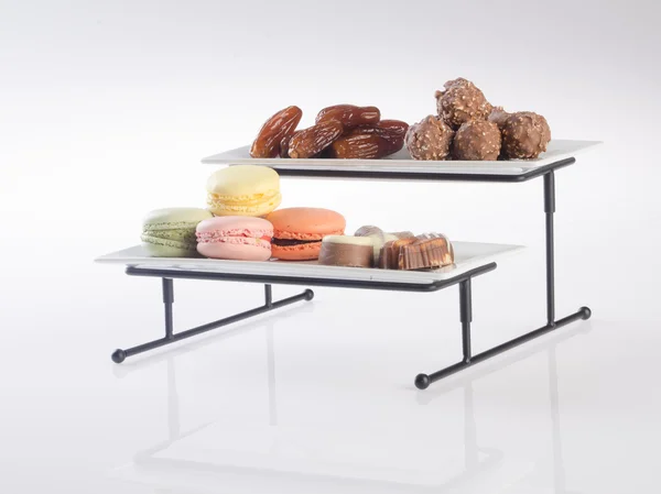 tray. three tier serving tray on a background.