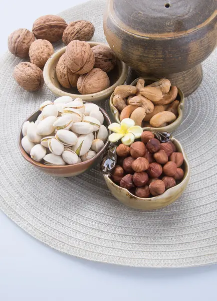 Nuts. mixed nuts on the background — Stock Photo, Image