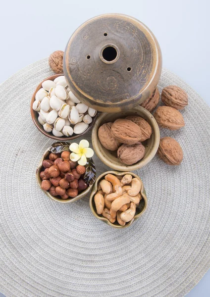 Nuts. mixed nuts on the background — Stock Photo, Image